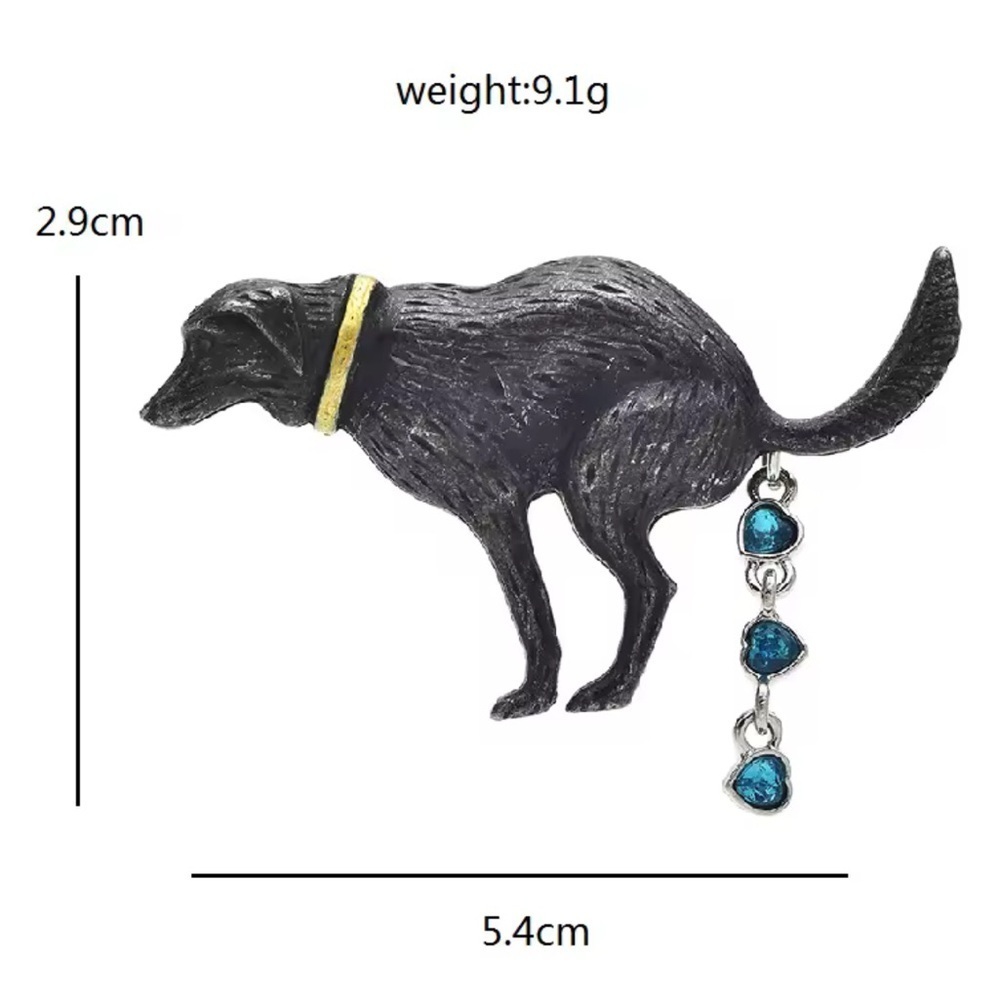 Pooping Dog Crystal Brooch - Picture 5 of 6